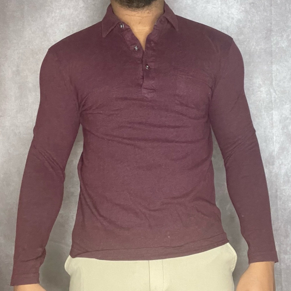 S Joseph Abboud marroon long sleeve polo